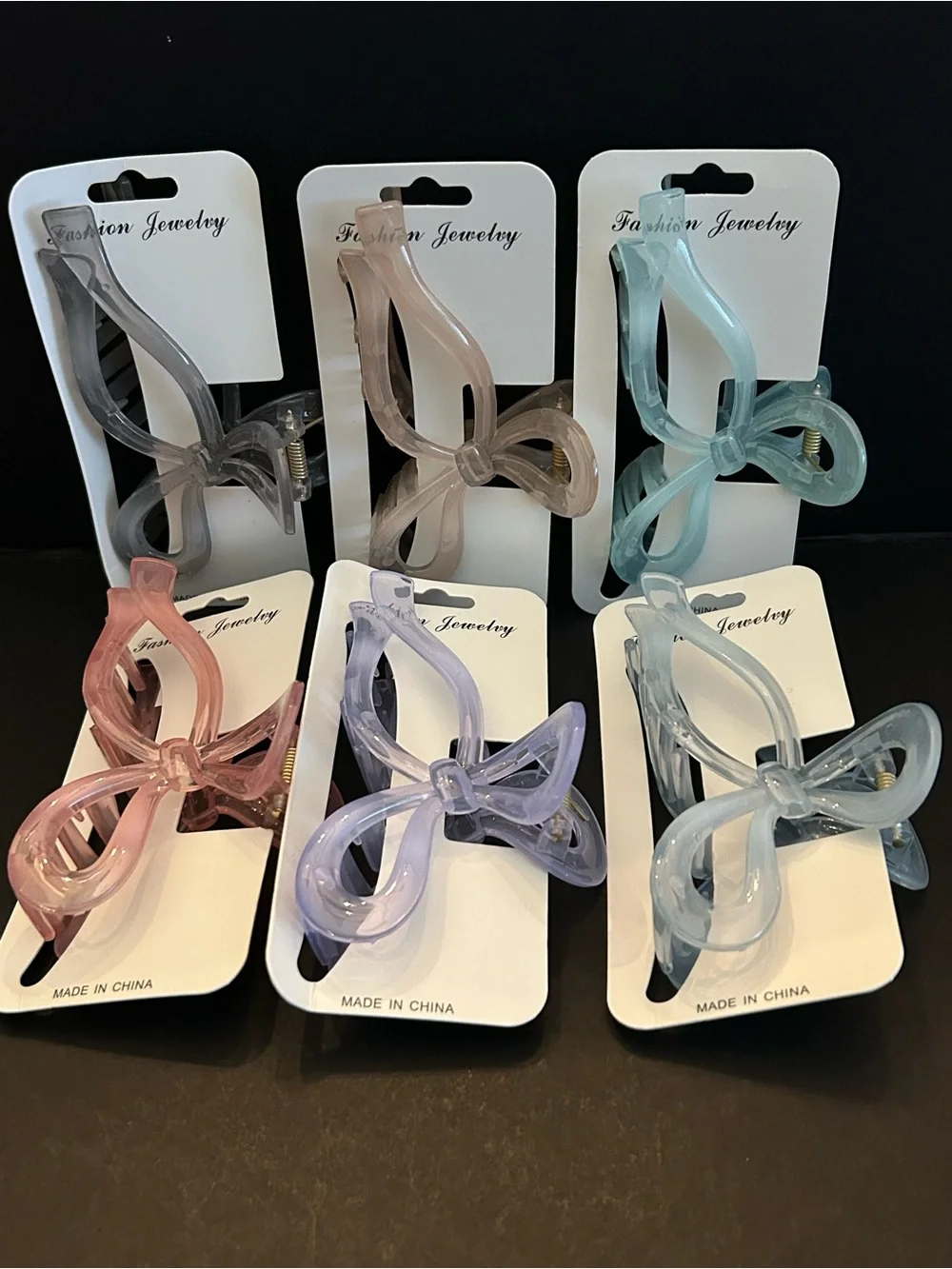 SET of 6 Large Pastel Bow Hair Claw Clip Set - Pink, Lavender, Blue, Gray, Mint